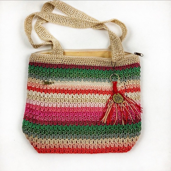 The Sak Handbags - The Sak colorful crochet purse w/ outside pocket